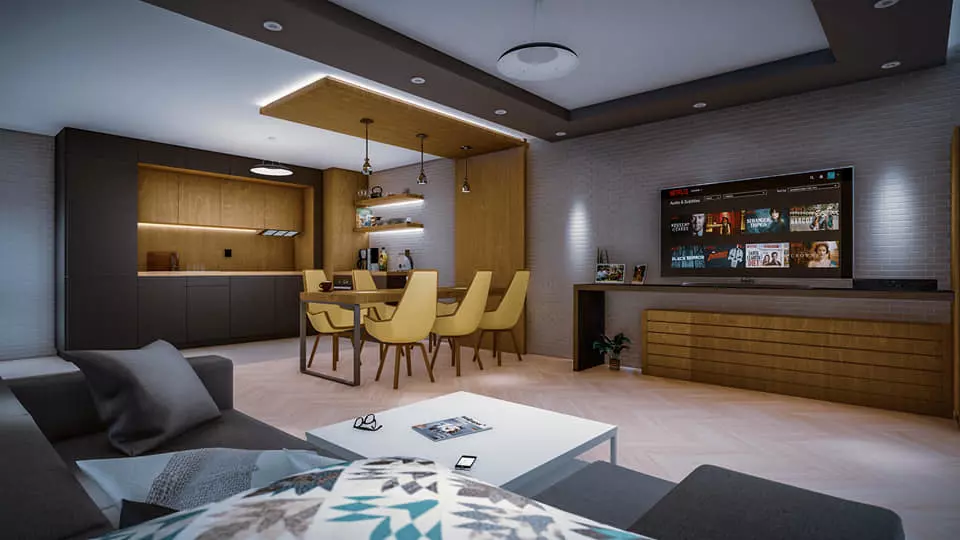 renderizado cocina y comedor apartamento Reformas Ciudad Real